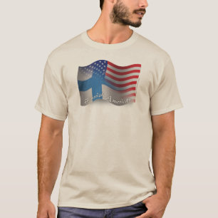 T-shirt Drapeau de ondulation Finlandais-Américain