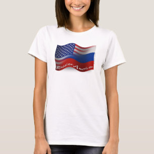 T-shirt Drapeau de ondulation Russe-Américain