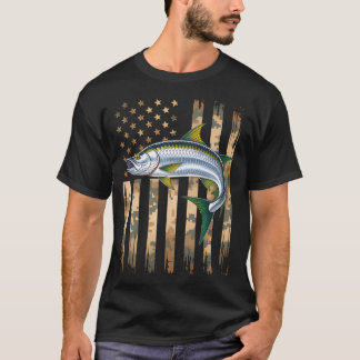 T-shirt Drapeau de pêche américain patriotique - Poisson r