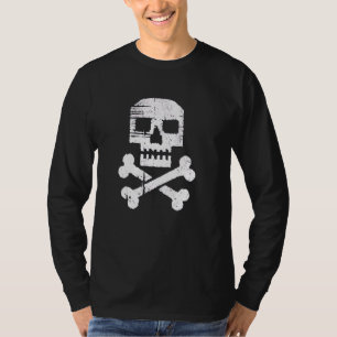 T-shirt Drapeau de pirate rétro 8 bits Distresse