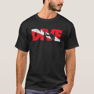 T-shirt Drapeau de plongée incroyable Plongeur vers le bas