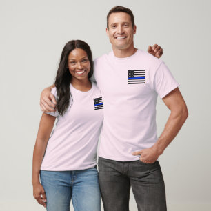 T-shirt Drapeau de police de la ligne bleue mince