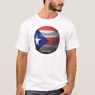 T-shirt Drapeau de Porto Rico couvrant un base-ball