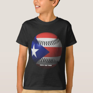 T-shirt Drapeau de Porto Rico couvrant un base-ball