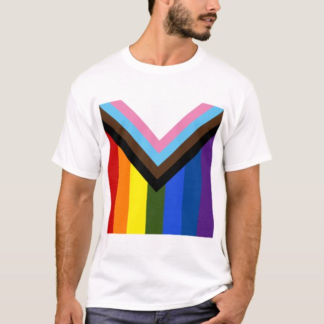 T-shirt Drapeau de progrès de fierté (Devant)