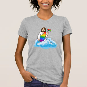 T-shirt Drapeau de progrès Jésus arc-en-ciel
