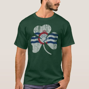 T-shirt Drapeau de shamrock de drapeau de Cincinnati