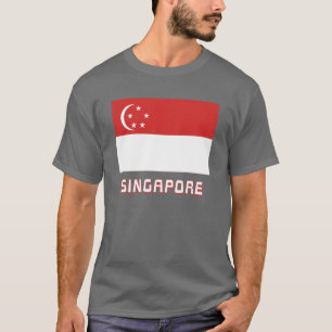 T-shirt Drapeau de Singapour avec le nom
