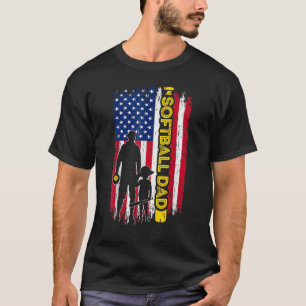 T-shirt Drapeau de softball papa Usa Drapeau de softball p
