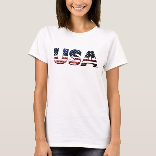 T-shirt Drapeau de texte américain parties scintillant ble (Devant)