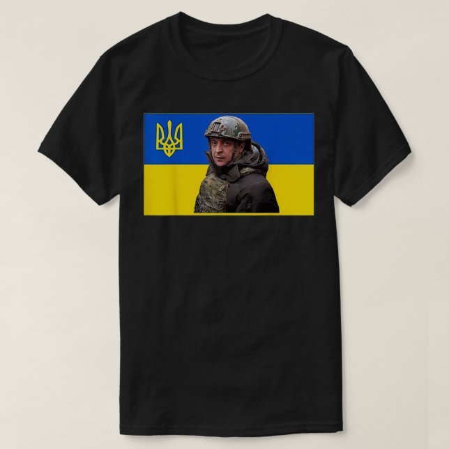 T-shirt Drapeau de Volodymyr Zelenskyy Président Ukraine (Design devant)