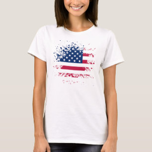 T-shirt Drapeau Débardeur Femme Blanc Basic USA