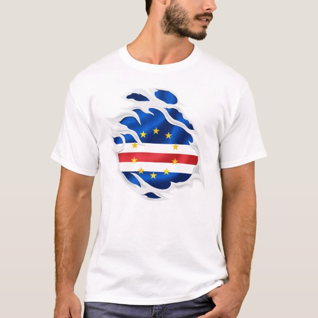 T-shirt Drapeau déchiré du Cap-Vert (Devant)