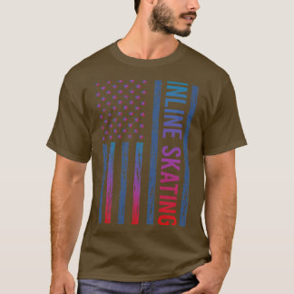 T-shirt Drapeau dégradant Patinage en ligne Patinage