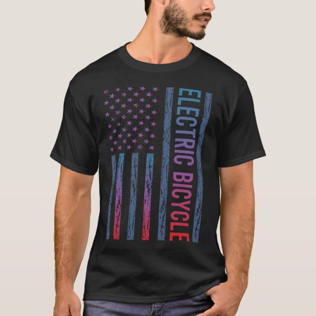 T-shirt Drapeau Dégradé Vélo électrique E Vélo Ebike (Devant)