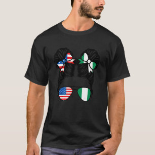 T-shirt Drapeau demi-américain demi-nigérian fille USA Nig