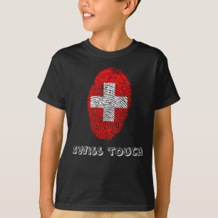 T-shirt Drapeau d'empreinte digitale de contact de Suisse
