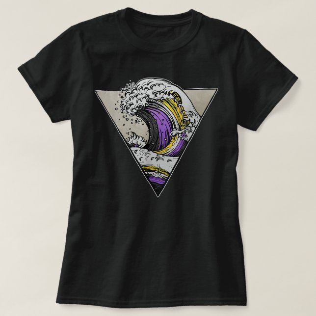T-shirt Drapeau d'entrée d'onde océanique non binaire LGBT (Design devant)