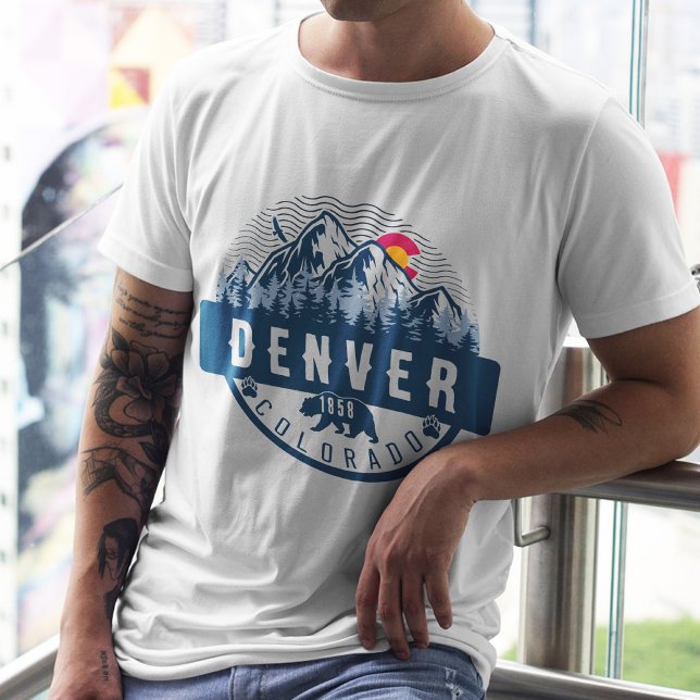 T-shirt Drapeau Denver Colorado Camping Randonnées Souveni (Créateur téléchargé)
