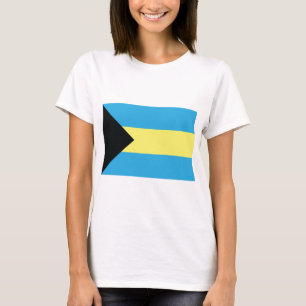 T-shirt Drapeau des Bahamas en noir aquamarine et jaune