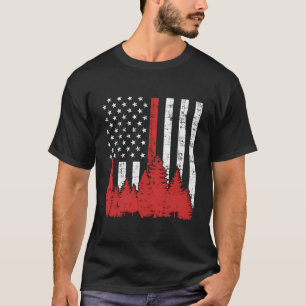 T-shirt Drapeau des États-Unis Mince feu de forêt de la li