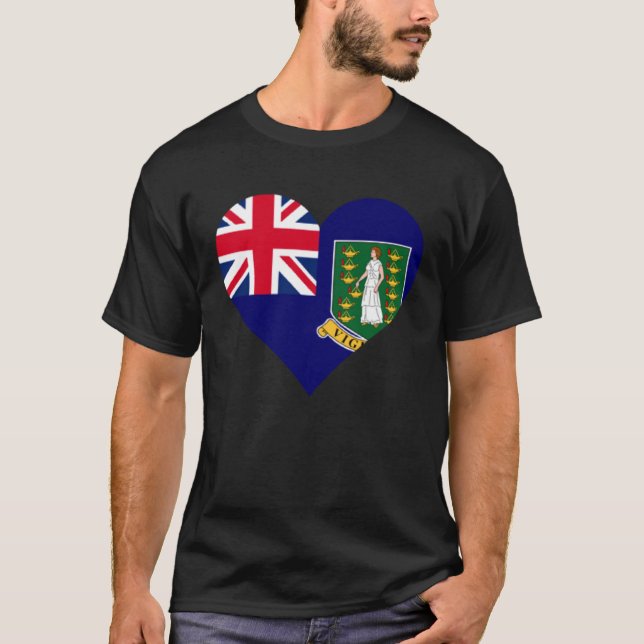 T-shirt Drapeau des îles Vierges britanniques Coeur Love P (Devant)