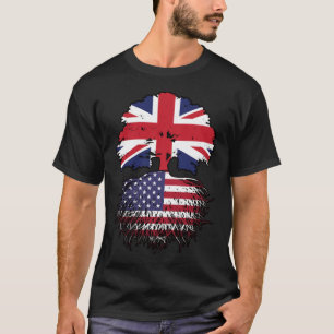 T-shirt Drapeau des racines d'arbre américain britannique