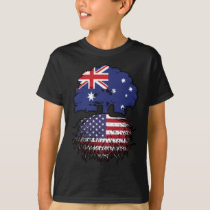 T-shirt Drapeau des racines de l'arbre USA American Austra