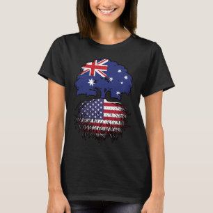 T-shirt Drapeau des racines de l'arbre USA American Austra