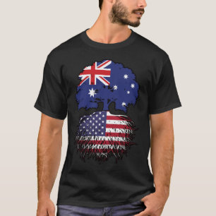 T-shirt Drapeau des racines de l'arbre USA American Austra