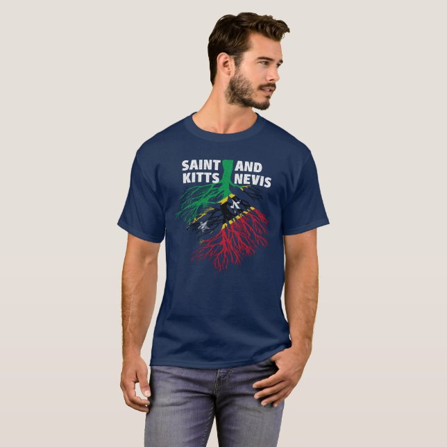 T-shirt Drapeau des racines de Saint-Kitts-et-Nevis (Devant entier)
