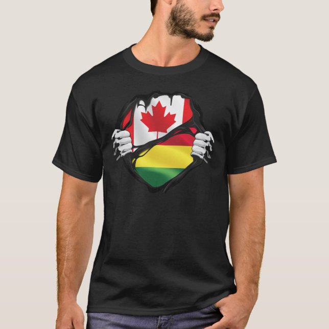 T-shirt Drapeau des racines déchirées des mains canadienne (Devant)