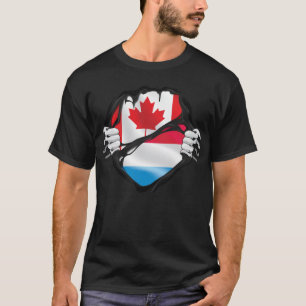 T-shirt Drapeau des racines déchirées par les mains canadi