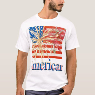 T-shirt Drapeau des USA avec des feux d'artifice