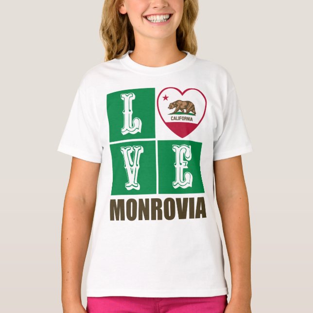 T-shirt Drapeau d'État de Californie Coeur Monrovia (Devant)