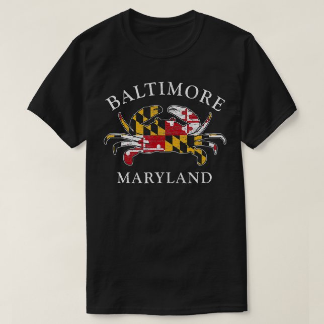 T-shirt Drapeau d'état du Maryland Retro Baltimore Travers (Design devant)