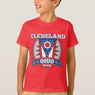 T-shirt Drapeau d'État patriotique bleu rouge de Cleveland