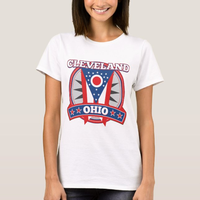 T-shirt Drapeau d'État patriotique bleu rouge de Cleveland (Devant)
