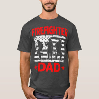 T-shirt Drapeau Distresses États-Unis Feu de pompier Papa 