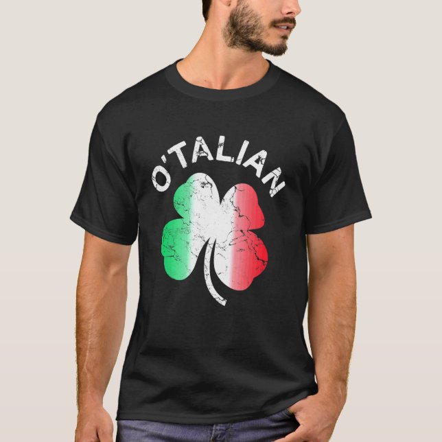 T-shirt Drapeau d'Italie Shamrock O'talian St Patrick (Devant)