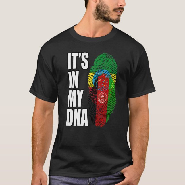 T-shirt Drapeau Drapeau De L'Adn À Mélange Afghan Et Ethio (Devant)
