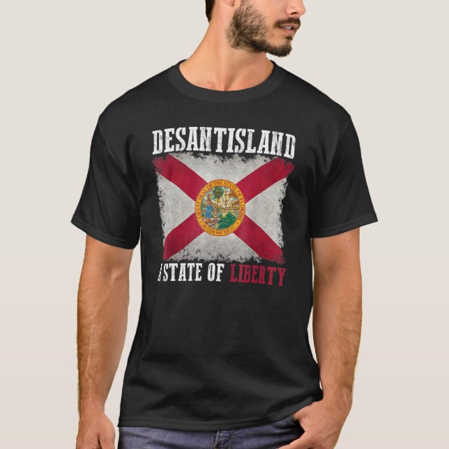 T-shirt Drapeau Drapeau De L'État De Liberté De Desantisla (Devant)