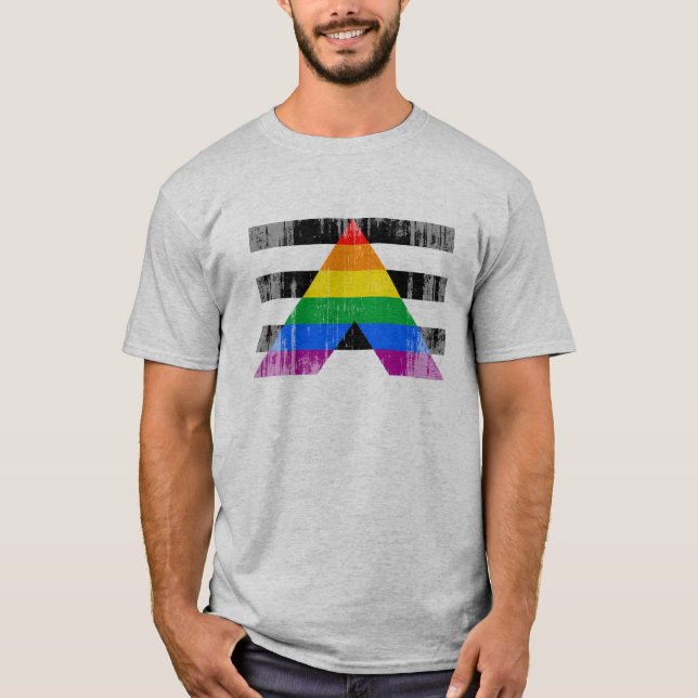 T-shirt Drapeau droit distressed.png d'allié (Devant)