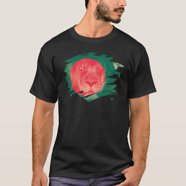 T-shirt Drapeau du Bangladesh et image africaine de lion (Devant)