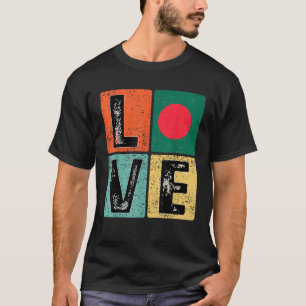 T-shirt Drapeau du Bangladesh vintage Retro I Love pour Ba