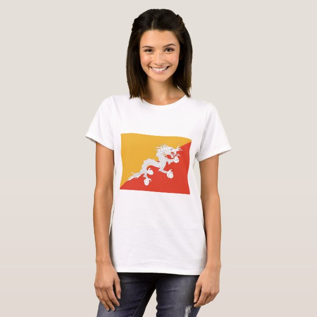 T-shirt Drapeau du Bhoutan (Devant entier)
