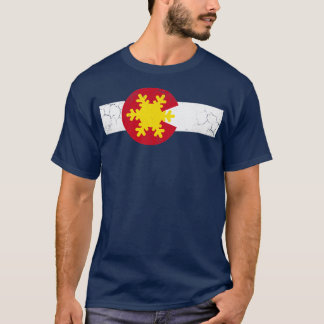 T-shirt Drapeau du Colorado Flambeau de neige d'hiver Vint