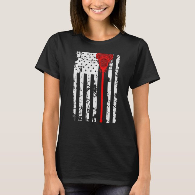 T-shirt Drapeau du joueur de crosse américain (Devant)