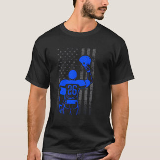 T-shirt Drapeau Du Joueur De Football 26 Bleu Avec Casque