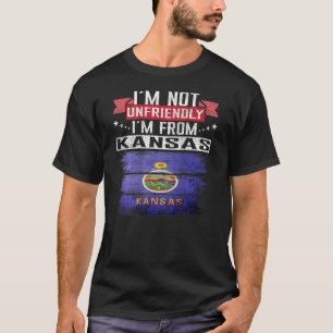 T-shirt Drapeau du Kansas Je ne suis pas inamical Je suis